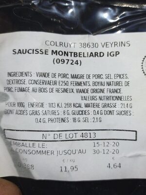 Image descriptive de Saucisse Montbéliard IGP