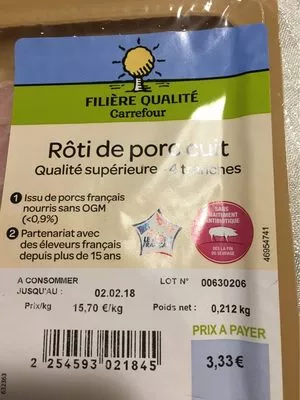 Carrefour Filiere Qualite Roti porc cuit