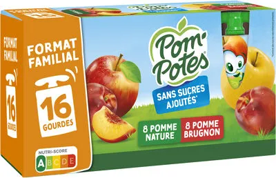POM'POTES Compotes Gourdes Pomme, P. Brugn 16x90g Format Familial