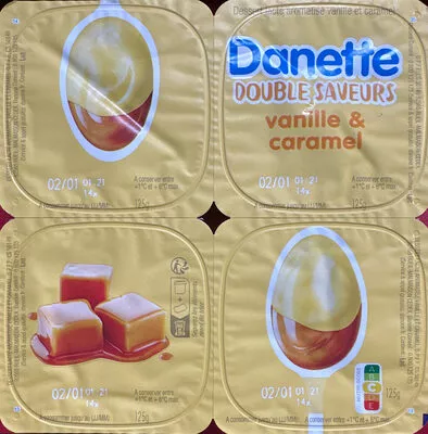 Danette vanille sur lit au caramel