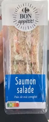 Bon App',Carrefour Sandwich saumon salade pain de mie complet