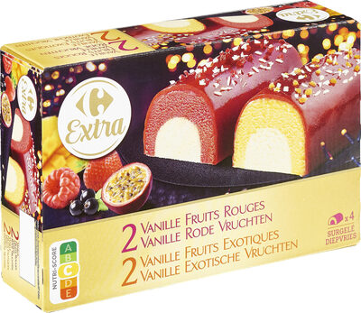 Bûchettes glacées vanille fruits rouges exotiques