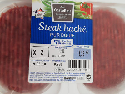 Carrefour Steaks hachés pur bœuf 5%