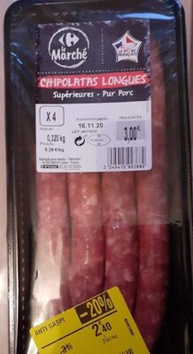 Chipolatas longues supérieures - pur porc