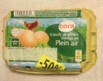 Cora 6 oeufs de poules élevées en plein air