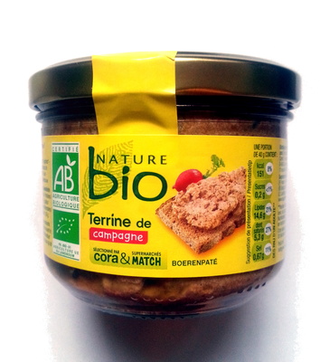 Nature bio,Cora,Match,Groupe Louis Delhaize Terrine de Campagne Bio