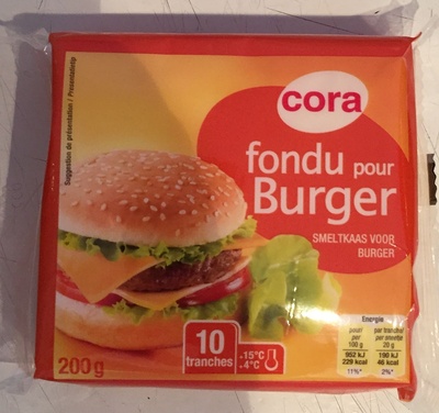 Cora,Groupe Louis Delhaize Fondu pour Burger (10 tranches) - (17 % MG)