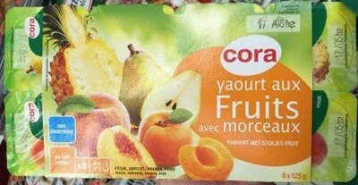 Cora,Groupe Louis Delhaize Yaourt aux Fruits avec morceaux (8 pots)