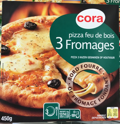 Image descriptive de Pizzafeudebois3Fromages