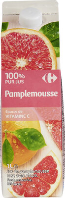 Carrefour Pamplemousse 100% pur jus Jus de pamplemousse rose avec pulpe. Flash pasteurisé. Réfrigéré.