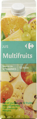 Image descriptive de MULTIVITAMINES12FRUITSJusetpuréesde12fruitsavecvitaminesFlashpasteuriséréfrigéré