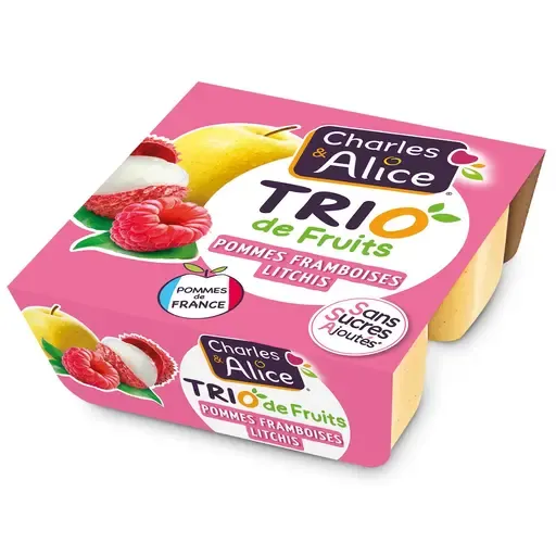 CHARLES & ALICE Trio de fruits pommes framboises litchi sans sucres ajoutés