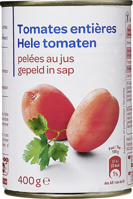 Image descriptive de Tomates entières pelées au jus