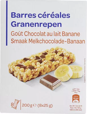 Barres céréales  Chocolat au lait Banane