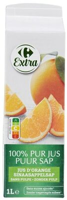 Carrefour 100% pur jus d'orange sans pulpe