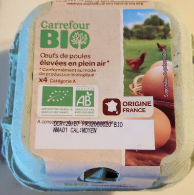 Image descriptive de OeufsdepoulesélevéesenpleinairBiox4CarrefourBio