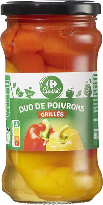 Duo de poivrons rouge et jaune grillés et pelés