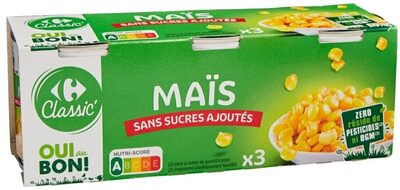 Maïs sans sucres ajoutés