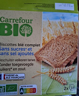 Image descriptive de Biscottes blé complet Sans sucres et sans sel ajoutés