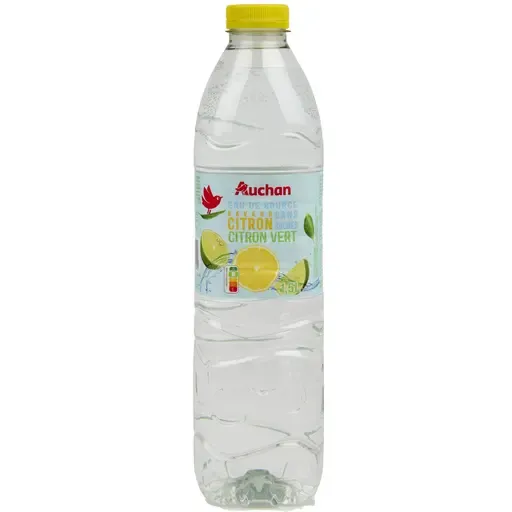 AUCHAN Eau de source aromatisée citron vert