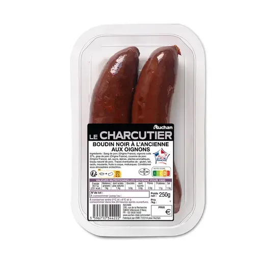 AUCHAN LE CHARCUTIER Boudins noir aux oignons