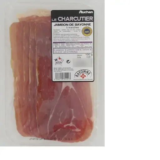 AUCHAN LE CHARCUTIER Jambon de Bayonne IGP 12 mois d'affinage