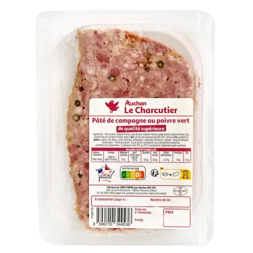 AUCHAN LE CHARCUTIER Terrine au poivre vert
