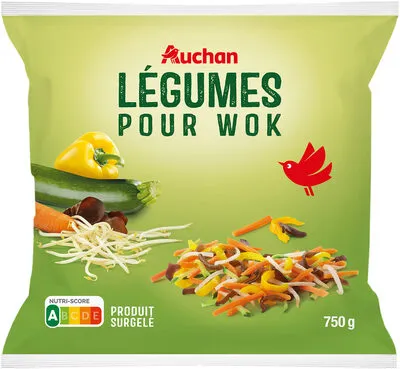 Légumes pour wokcarottes, courgettes, germes de haricots mungo, poivrons jaunes, champignons noirs
