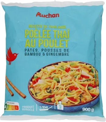 Recette de ThaïlandePoêlée thaï au poulet Pâtes, pousses de bambou et gingembre