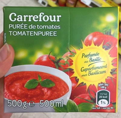 Image descriptive de PuréedetomatesBasilicoignons