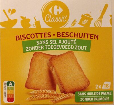 Image descriptive de Biscottes sans sel ajouté