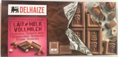 Delhaize Chocolat Lait - Noisettes -Raisins Secs