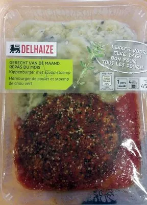 Delhaize Hamburger poulet et stoemp de chou vert