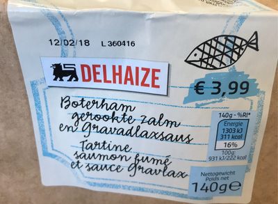 Delhaize Tartine saumon fumé et sauce gravlax