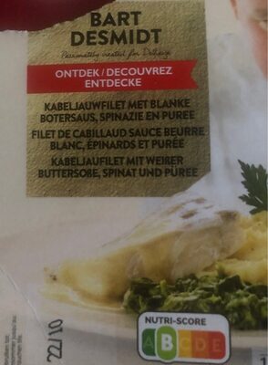 Delhaize Filet de cabillaud sauce beurre blanc, épinards et purée