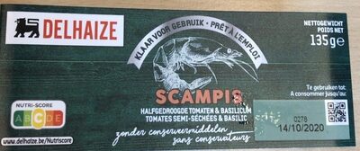 Image descriptive de Scampis Tomates Semi-séchées et basilic