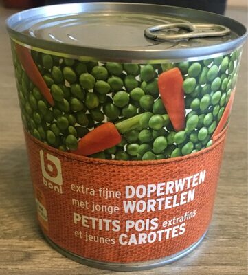 Image descriptive de Petits pois extrafins et jeunes carottes