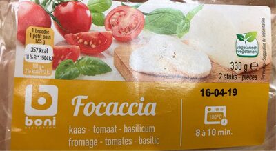 Image descriptive de Focaccia fromage tomates basilic