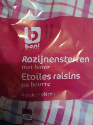 Image descriptive de Étoiles raisins au beurre