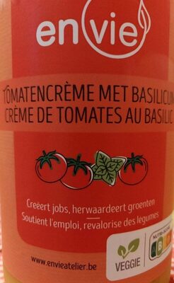 Image descriptive de Crème de tomates au basilic