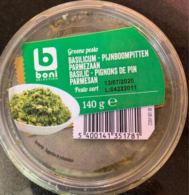 Image descriptive de Pesto basilicum pijnboompitten parmezaan