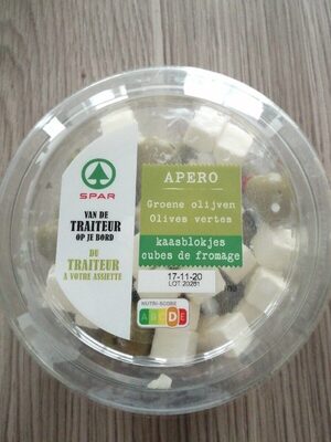 Image descriptive de Olives vertes cubes de fromage