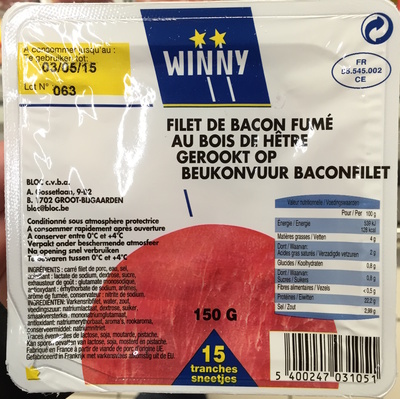 Image descriptive de Filet de Bacon Fumé au Bois de Hêtre (15 tranches)