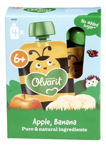 Olvarit Knijpfruit Appel Banaan 6+ Maanden 4 x 100 g
