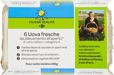 Filiera qualità uova fresche di vario calibro