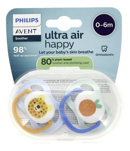 AVENT sucette Air Happy +0m mix 2pc
